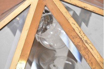 オーストリアアンティーク　希少!!　ヨーゼフ・ホフマン(Josef Hoffmann)　真鍮製　多面体フォルムが美しいミラーバックのシーリングライト　(R-084102)