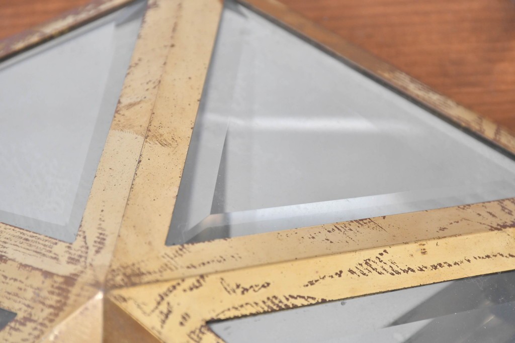 オーストリアアンティーク　希少!!　ヨーゼフ・ホフマン(Josef Hoffmann)　真鍮製　多面体フォルムが美しいミラーバックのシーリングライト　(R-084103)