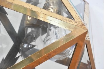 オーストリアアンティーク　希少!!　ヨーゼフ・ホフマン(Josef Hoffmann)　真鍮製　多面体フォルムが美しいミラーバックのシーリングライト　(R-084103)