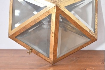 オーストリアアンティーク　希少!!　ヨーゼフ・ホフマン(Josef Hoffmann)　真鍮製　多面体フォルムが美しいミラーバックのシーリングライト　(R-084103)