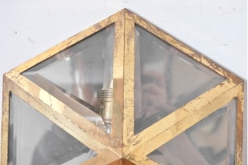 オーストリアアンティーク　希少!!　ヨーゼフ・ホフマン(Josef Hoffmann)　真鍮製　多面体フォルムが美しいミラーバックのシーリングライト　(R-084103)