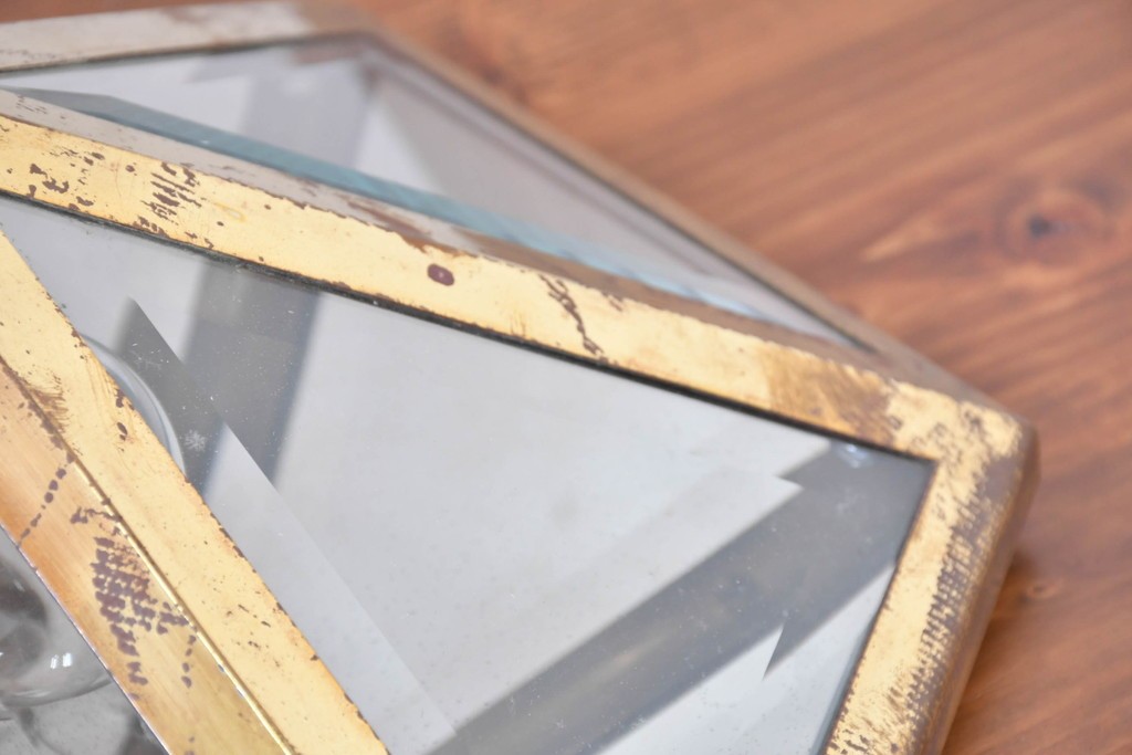 オーストリアアンティーク　希少!!　ヨーゼフ・ホフマン(Josef Hoffmann)　真鍮製　多面体フォルムが美しいミラーバックのシーリングライト　(R-084104)