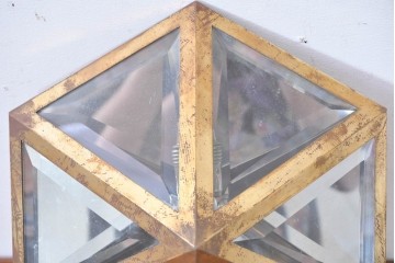 オーストリアアンティーク　希少!!　ヨーゼフ・ホフマン(Josef Hoffmann)　真鍮製　多面体フォルムが美しいミラーバックのシーリングライト　(R-084104)