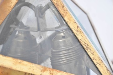 オーストリアアンティーク　希少!!　ヨーゼフ・ホフマン(Josef Hoffmann)　真鍮製　多面体フォルムが美しいミラーバックのシーリングライト　(R-084104)