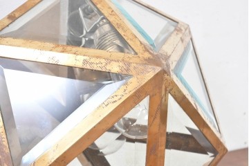 オーストリアアンティーク　希少!!　ヨーゼフ・ホフマン(Josef Hoffmann)　真鍮製　多面体フォルムが美しいミラーバックのシーリングライト　(R-084104)