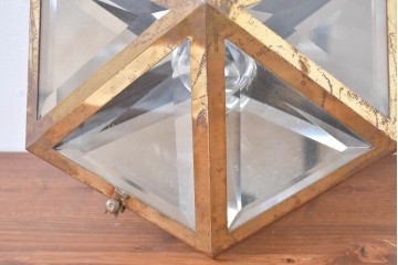 オーストリアアンティーク　希少!!　ヨーゼフ・ホフマン(Josef Hoffmann)　真鍮製　多面体フォルムが美しいミラーバックのシーリングライト　(R-084104)