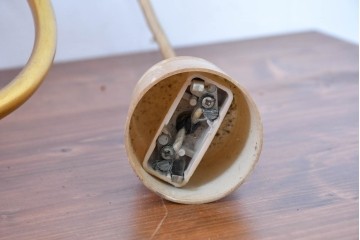 和製ヴィンテージ　オレンジ色の被せガラス×異国情緒漂うデザインのペンダントライト　(R-084111)