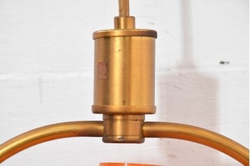 和製ヴィンテージ　オレンジ色の被せガラス×異国情緒漂うデザインのペンダントライト　(R-084112)