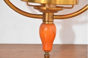 和製ヴィンテージ　オレンジ色の被せガラス×異国情緒漂うデザインのペンダントライト　(R-084112)