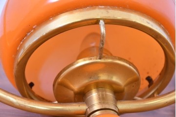 和製ヴィンテージ　オレンジ色の被せガラス×異国情緒漂うデザインのペンダントライト　(R-084113)