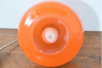 和製ヴィンテージ　鮮やかなオレンジガラスシェードのペンダントライト　(R-084120)