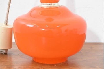 和製ヴィンテージ　鮮やかなオレンジガラスシェードのペンダントライト　(R-084120)