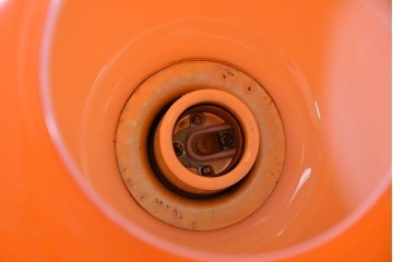 和製ヴィンテージ　柔らかな曲線シルエットが魅力のオレンジシェードペンダントライト　(R-084121)