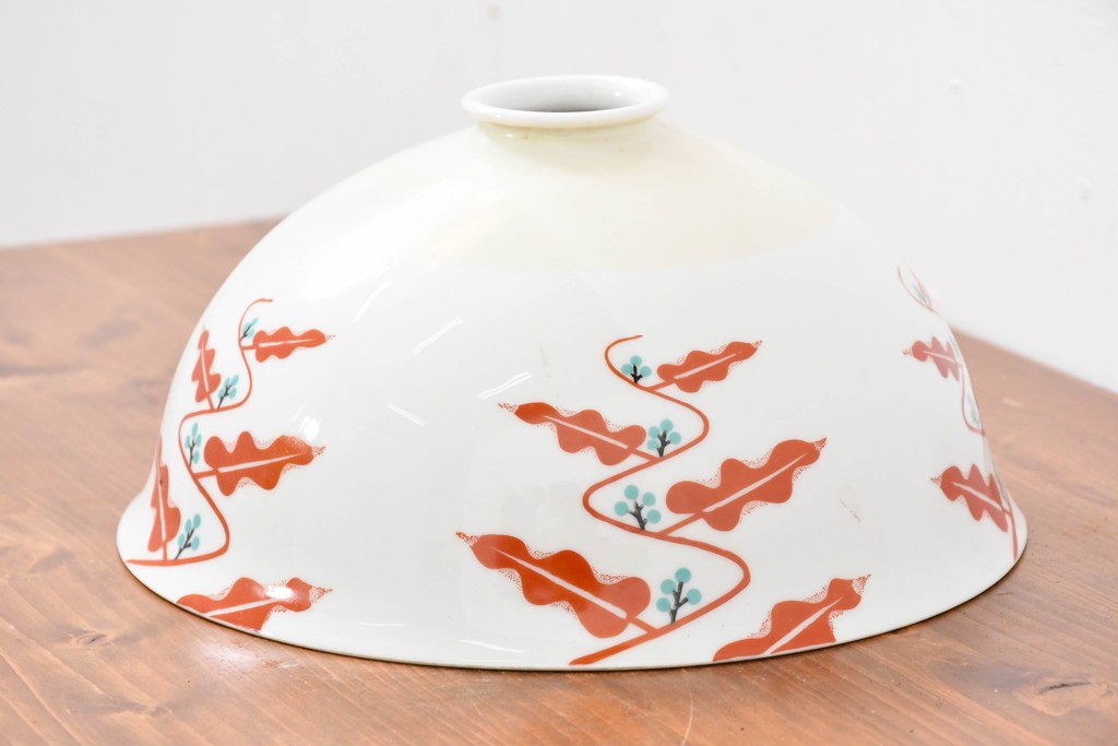 《引っ掛けシーリング式ペンダントライト加工費込み》　アンティーク照明　オールドノリタケ・則武(日陶)　赤絵の図柄が印象的なペンダントライト　(R-084122)