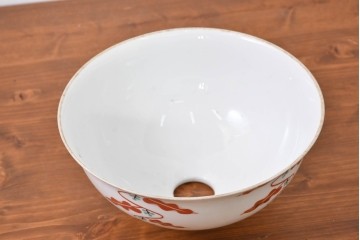 《引っ掛けシーリング式ペンダントライト加工費込み》　アンティーク照明　オールドノリタケ・則武(日陶)　赤絵の図柄が印象的なペンダントライト　(R-084122)