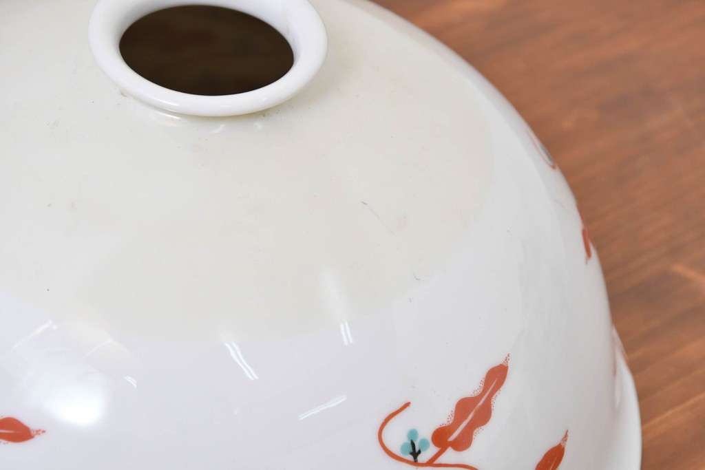 《引っ掛けシーリング式ペンダントライト加工費込み》　アンティーク照明　オールドノリタケ・則武(日陶)　赤絵の図柄が印象的なペンダントライト　(R-084122)