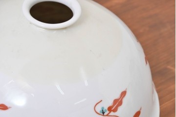 《引っ掛けシーリング式ペンダントライト加工費込み》　アンティーク照明　オールドノリタケ・則武(日陶)　赤絵の図柄が印象的なペンダントライト　(R-084122)