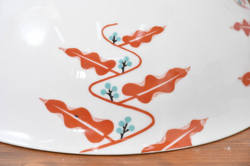 《引っ掛けシーリング式ペンダントライト加工費込み》　アンティーク照明　オールドノリタケ・則武(日陶)　赤絵の図柄が印象的なペンダントライト　(R-084122)