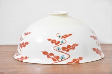 《引っ掛けシーリング式ペンダントライト加工費込み》　アンティーク照明　オールドノリタケ・則武(日陶)　赤絵の図柄が印象的なペンダントライト　(R-084122)