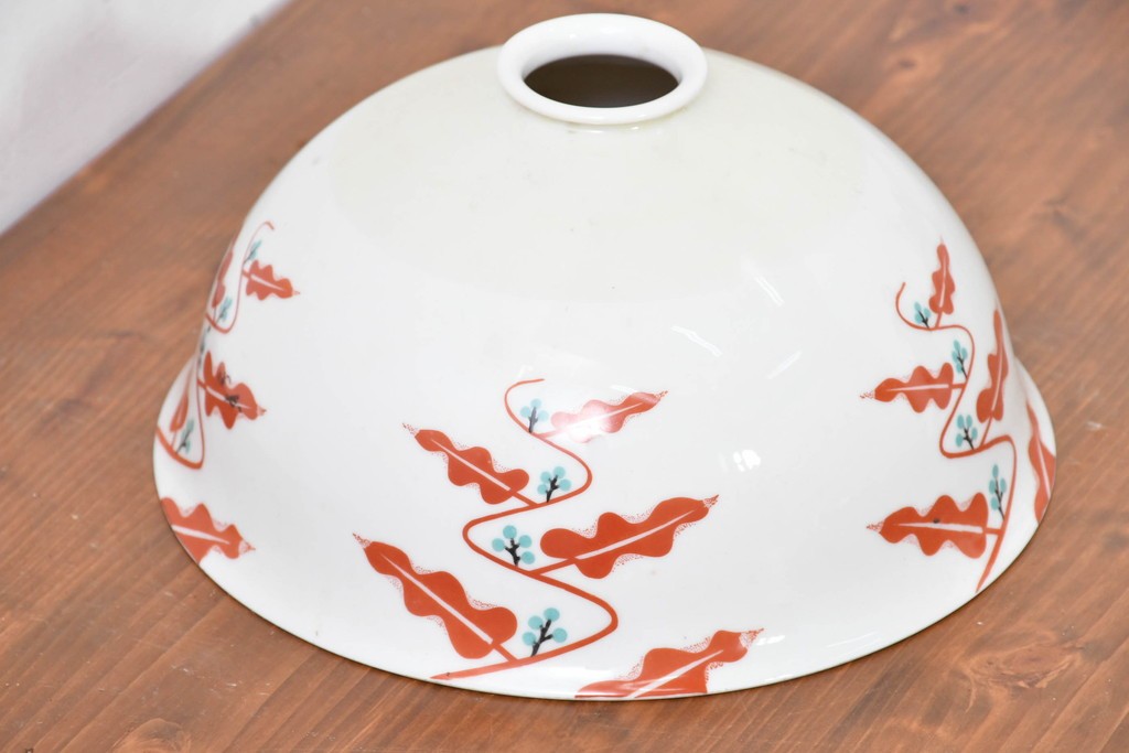 《引っ掛けシーリング式ペンダントライト加工費込み》　アンティーク照明　オールドノリタケ・則武(日陶)　赤絵の図柄が印象的なペンダントライト　(R-084122)