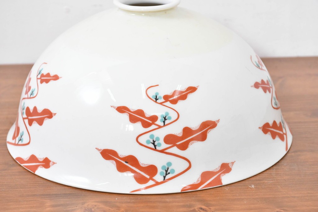 《引っ掛けシーリング式ペンダントライト加工費込み》　アンティーク照明　オールドノリタケ・則武(日陶)　赤絵の図柄が印象的なペンダントライト　(R-084122)