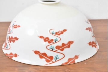 《引っ掛けシーリング式ペンダントライト加工費込み》　アンティーク照明　オールドノリタケ・則武(日陶)　赤絵の図柄が印象的なペンダントライト　(R-084122)