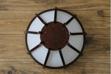 和製ヴィンテージ　北海道民芸家具　木枠の曲線と挽物脚が印象的な卓上照明　(R-084123)