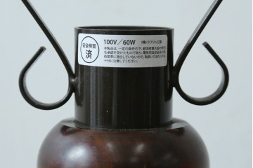 和製ヴィンテージ　北海道民芸家具　木枠の曲線と挽物脚が印象的な卓上照明　(R-084123)