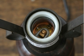 和製ヴィンテージ　北海道民芸家具　木枠の曲線と挽物脚が印象的な卓上照明　(R-084123)