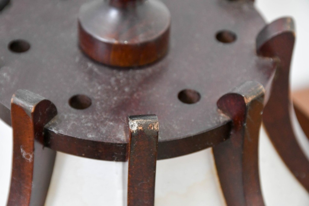 和製ヴィンテージ　北海道民芸家具　木枠の曲線と挽物脚が印象的な卓上照明　(R-084123)