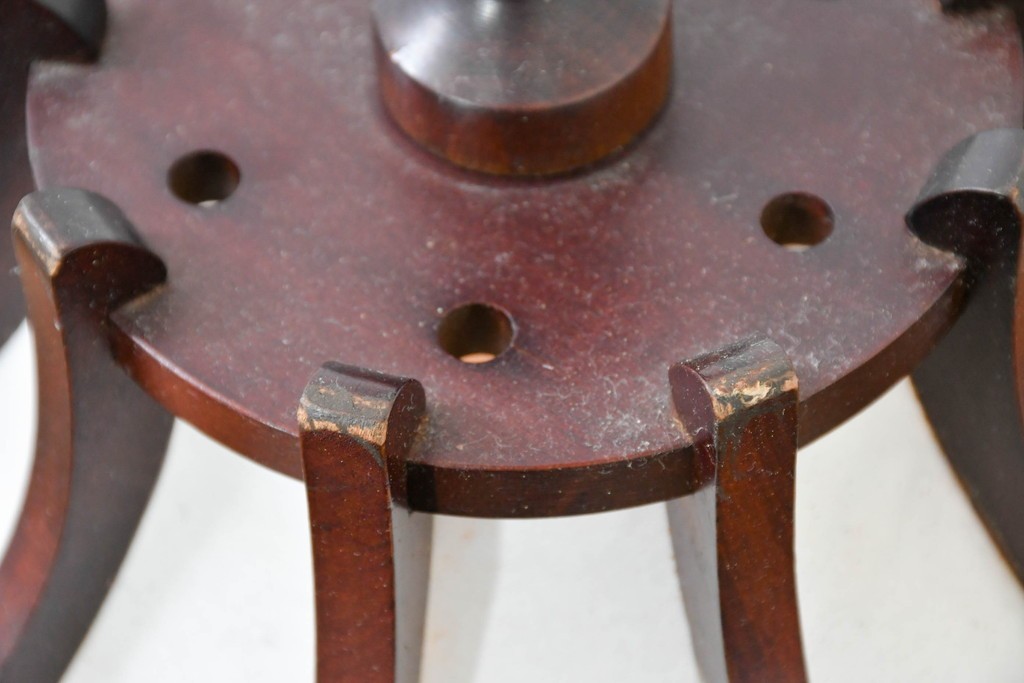 和製ヴィンテージ　北海道民芸家具　木枠の曲線と挽物脚が印象的な卓上照明　(R-084123)