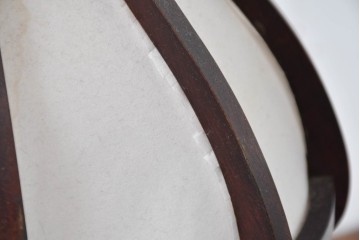 和製ヴィンテージ　北海道民芸家具　木枠の曲線と挽物脚が印象的な卓上照明　(R-084123)