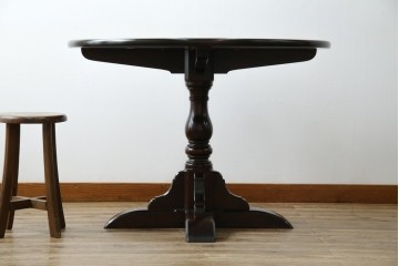 中古　美品　松本民芸家具　気品漂うクラシックなラウンドテーブル　(R-084124)