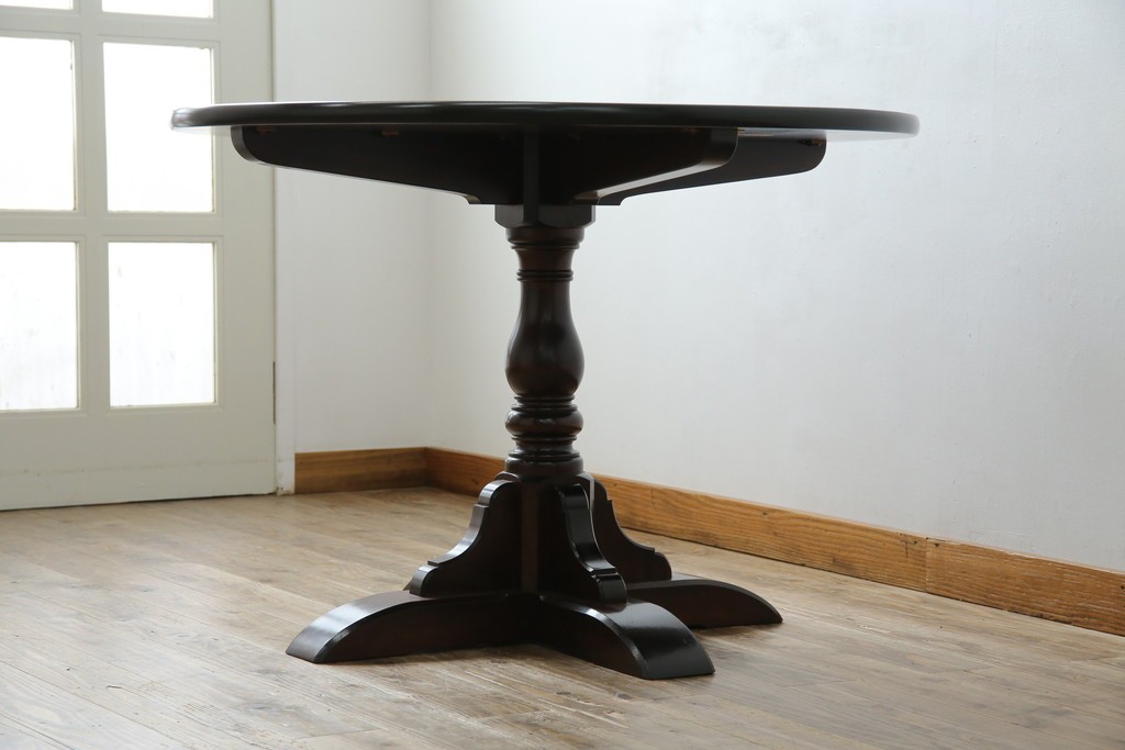 中古　美品　松本民芸家具　気品漂うクラシックなラウンドテーブル　(R-084124)