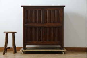 中古　美品　松本民芸家具　A型舞良茶タンス　洗練された佇まいの収納棚　(R-084125)