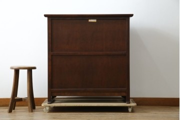 中古　美品　松本民芸家具　A型舞良茶タンス　洗練された佇まいの収納棚　(R-084125)