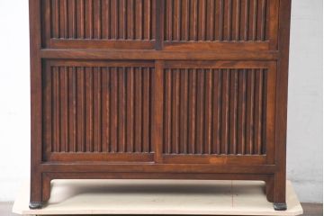 中古　美品　松本民芸家具　A型舞良茶タンス　洗練された佇まいの収納棚(下駄箱、靴箱、本箱、戸棚、食器棚、サイドボード)(R-084125)