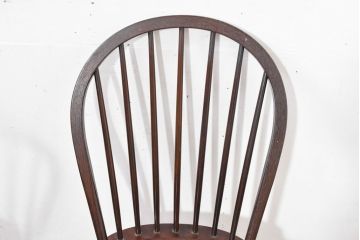 中古　美品　松本民芸家具　シックな佇まいが魅力的な#72型・リーチチェア2脚セット(ダイニングチェア、板座チェア、ウィンザーチェア、ウインザーチェア、椅子、イス、バラ売り可能)(定価約196000円)(R-084128)