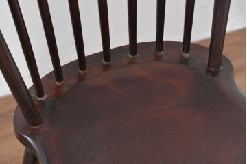 中古　美品　松本民芸家具　シックな佇まいが魅力的な#72型・リーチチェア2脚セット(ダイニングチェア、板座チェア、ウィンザーチェア、ウインザーチェア、椅子、イス、バラ売り可能)(定価約196000円)(R-084128)