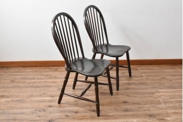 中古　美品　松本民芸家具　シックな佇まいが魅力的な#72型・リーチチェア2脚セット　定価約196000円相当　(R-084128)