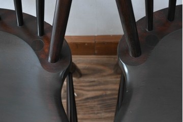 中古　美品　松本民芸家具　シックな佇まいが魅力的な#72型・リーチチェア2脚セット　定価約196000円相当　(R-084128)