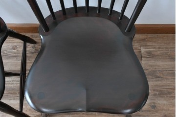 中古　美品　松本民芸家具　シックな佇まいが魅力的な#72型・リーチチェア2脚セット　定価約196000円相当　(R-084128)