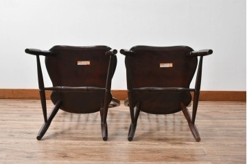 中古　美品　松本民芸家具　シックな佇まいが魅力的な#72型・リーチチェア2脚セット　定価約196000円相当　(R-084128)