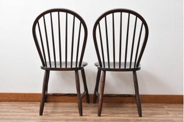 中古　美品　松本民芸家具　シックな佇まいが魅力的な#72型・リーチチェア2脚セット　定価約196000円相当　(R-084128)