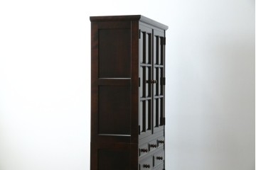 中古　美品　北海道民芸家具　HM160K　洗練されたデザインで空間に上質感をプラスする食器棚　(R-084131)