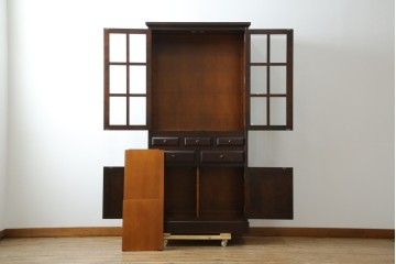 中古　美品　北海道民芸家具　HM160K　洗練されたデザインで空間に上質感をプラスする食器棚　(R-084131)