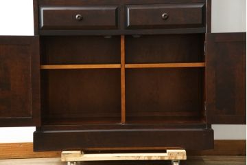 中古　美品　北海道民芸家具　HM160K　洗練されたデザインで空間に上質感をプラスする食器棚(本箱、戸棚、収納棚、飾り棚、キャビネット、バラ売り可能)(R-084131)