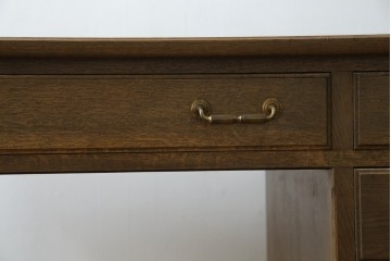 和製ビンテージ　神戸洋家具　オーク材　ノスタルジックな雰囲気漂う片袖机(ワークデスク、オフィスデスク、在宅用、在宅ワーク用、ヴィンテージ)(R-084134)