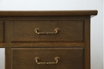 和製ビンテージ　神戸洋家具　オーク材　ノスタルジックな雰囲気漂う片袖机(ワークデスク、オフィスデスク、在宅用、在宅ワーク用、ヴィンテージ)(R-084134)