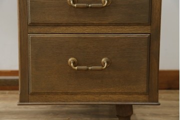 和製ビンテージ　神戸洋家具　オーク材　ノスタルジックな雰囲気漂う片袖机(ワークデスク、オフィスデスク、在宅用、在宅ワーク用、ヴィンテージ)(R-084134)